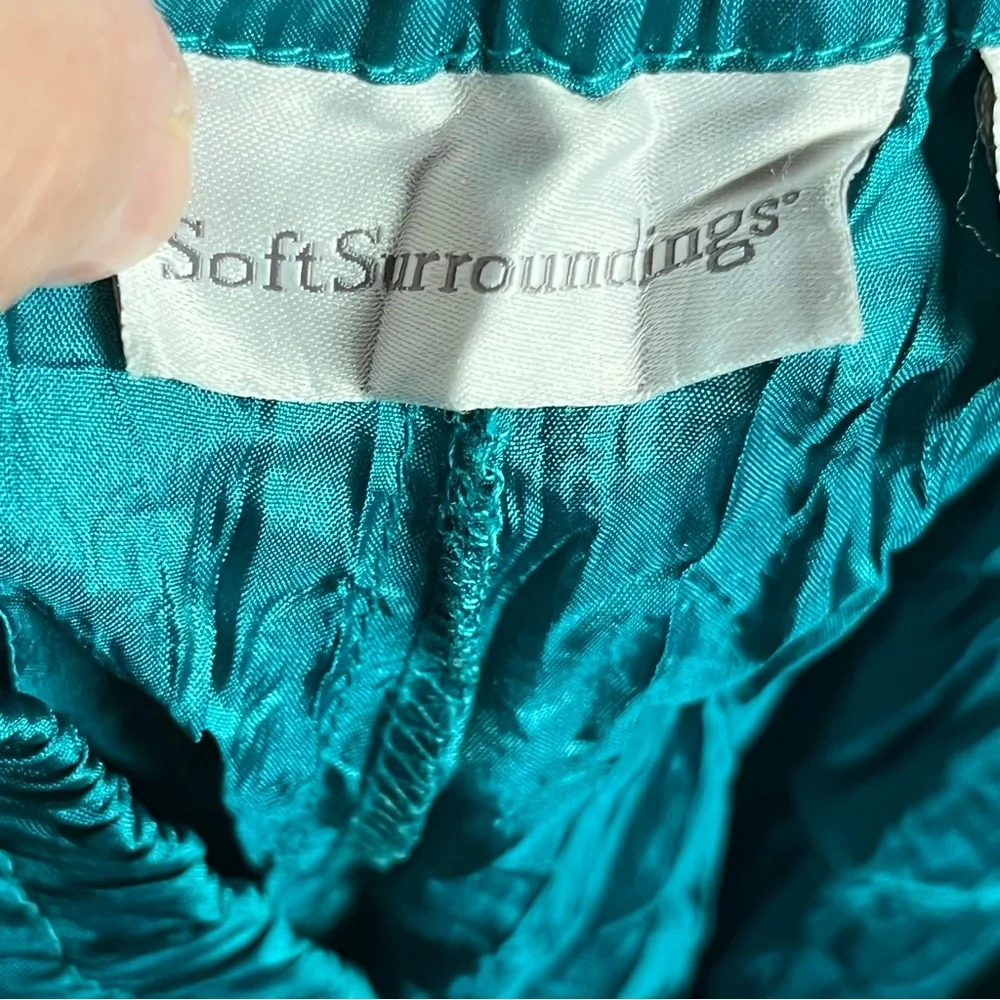 Soft Surroundings Mizu Crinkle Maxi Skirt Teal Boho Flowy Elastic Waist XS